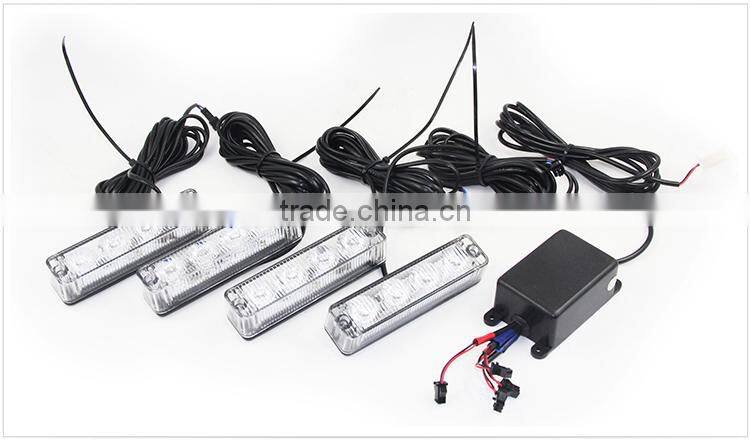 10-80V Amber LED Strobe Light Bars 16w 4pcs Combine Warning Light Bars