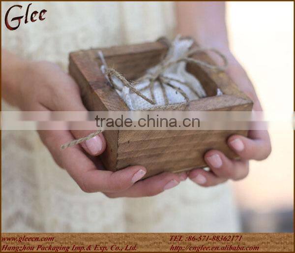 small size ring bearer box with burlap pillow 4in