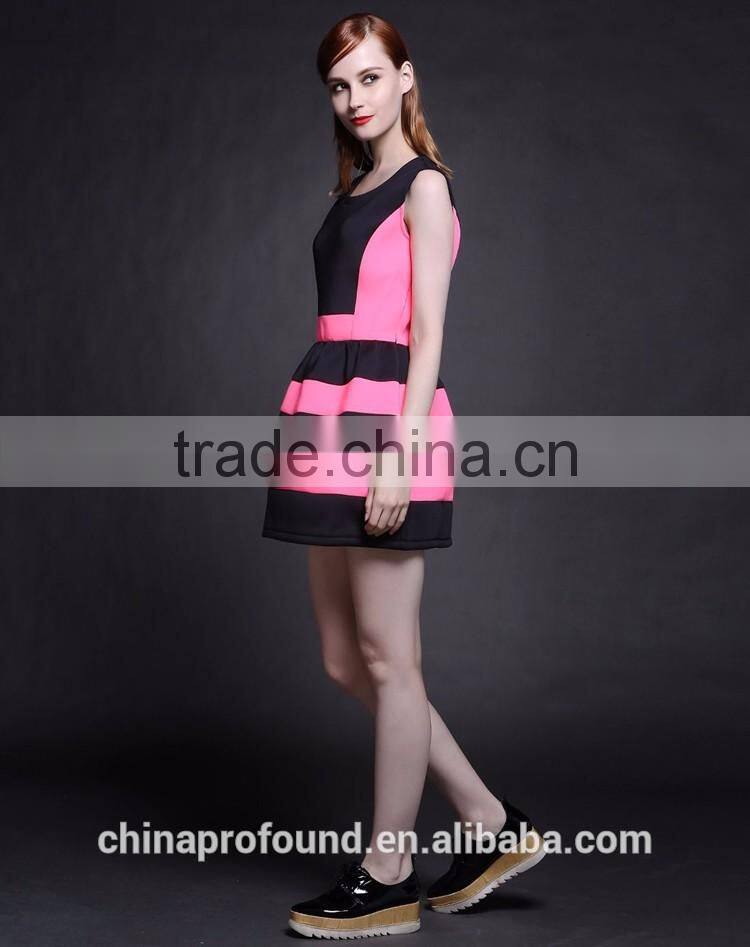 New Design Lady Women's Dresses Latest Fashion Dresses For Ladies Contrast Color Style