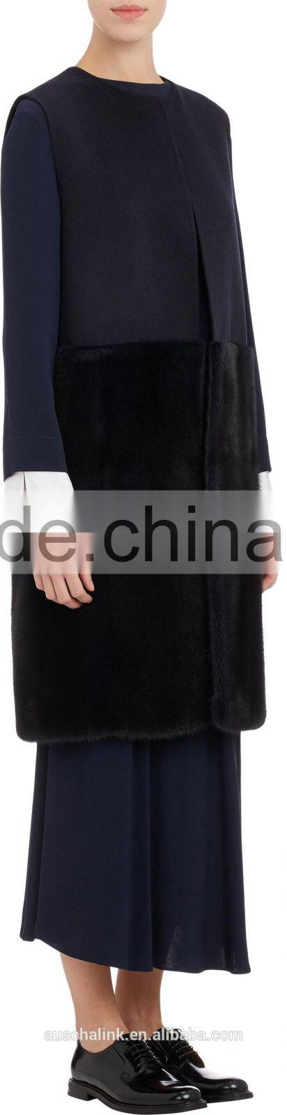 women black round neck mink fur bottom vests customized