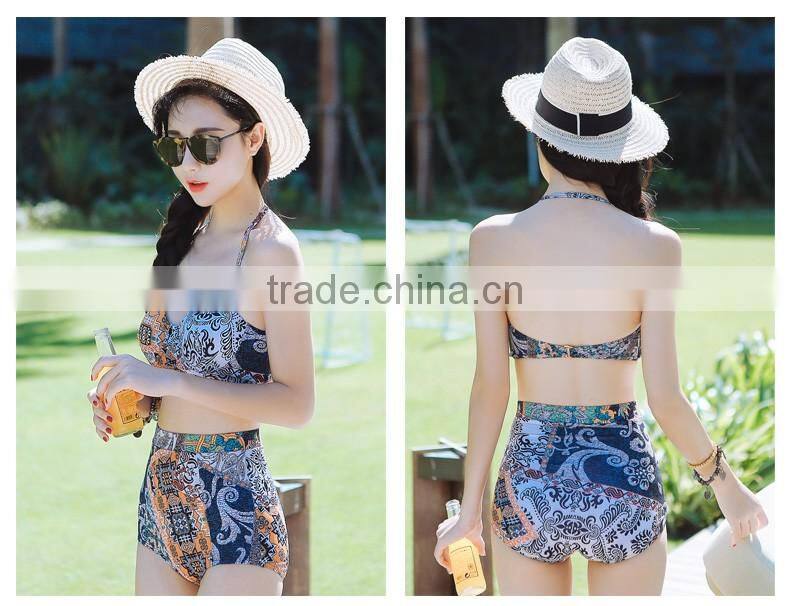 Three pieces bikini sets bohemia school girls beach wear