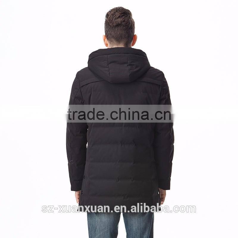 Customized black down jacket men winter thick padding coat
