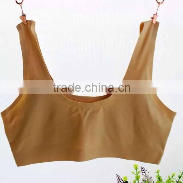 GZY 2015 absorbent high stretch yoga sports seamless tube bra nude