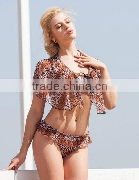 2015 hot sex three piece high quality leopard print sexy swimsuit, bikini,beachwear