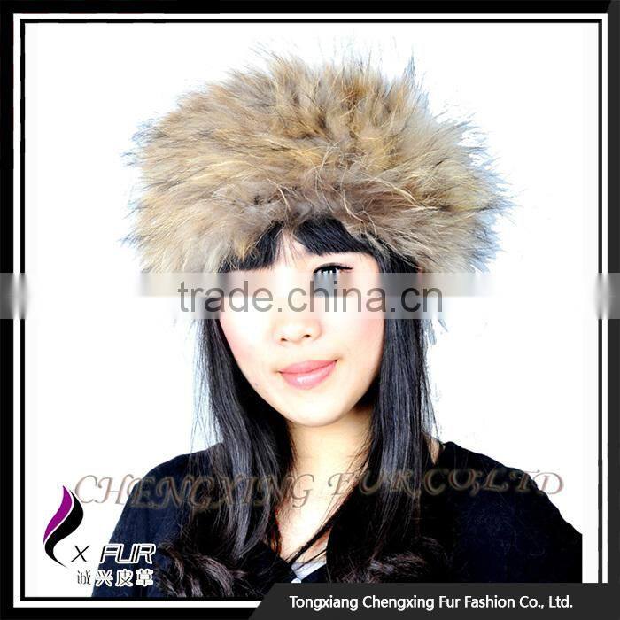 CX-E-06 Fashion Accessories Snood Raccoon Fur Stretch Hair Headband