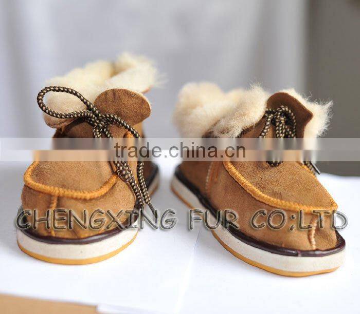 CX-SHOES-03 Genuine Sheared Sheep Skin Sheep Leather Shoes For Babies