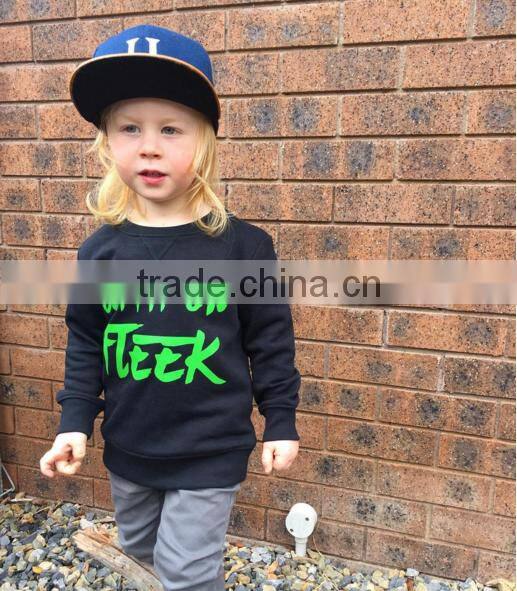 2017 Latest design OEM children custom kids printing children's boutique black printed short sleeve cotton Cheap child t-shirt