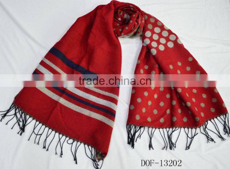 Fashion hot stylish lady stripe dot soft 100%viscose winter scarf