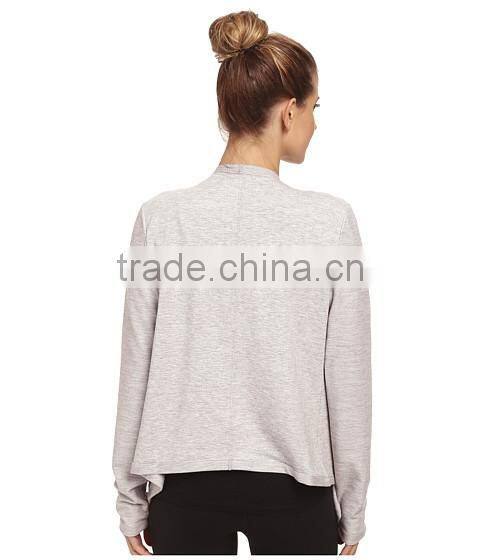 2016 spring open french terry fabric thin coats and jackets for women