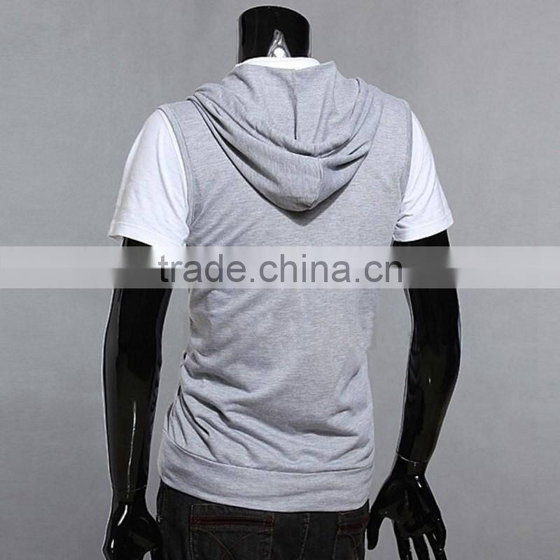 blank Waistcoat Zipper Hoodies Sports Sweatshirt plain cotton gray black 2 Colors