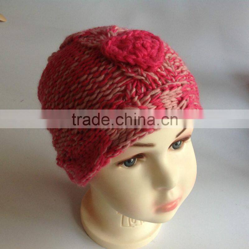 computer machine and hand made red lovely girl's fashion cute children knitted hats factory