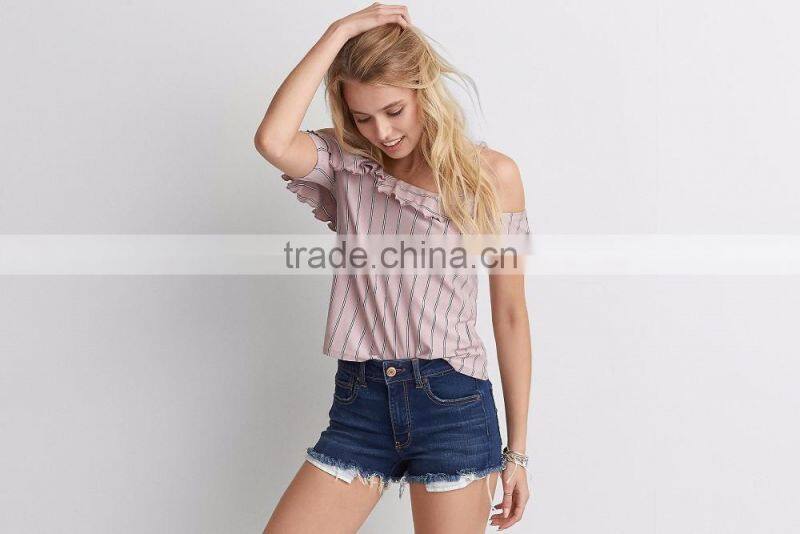 MGOO New Arrival Drop Shoulders Ladies Tank Tops Girls Top Design Stripe Pattern Women Shirt