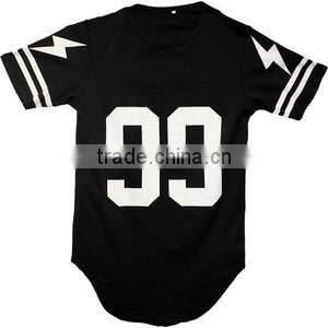 Oversized Elongated Tail Over Hem T Shirt Hip Hop T-Shirt Custom Printed Extended Baseball T-Shirt Longline Baseball Tee