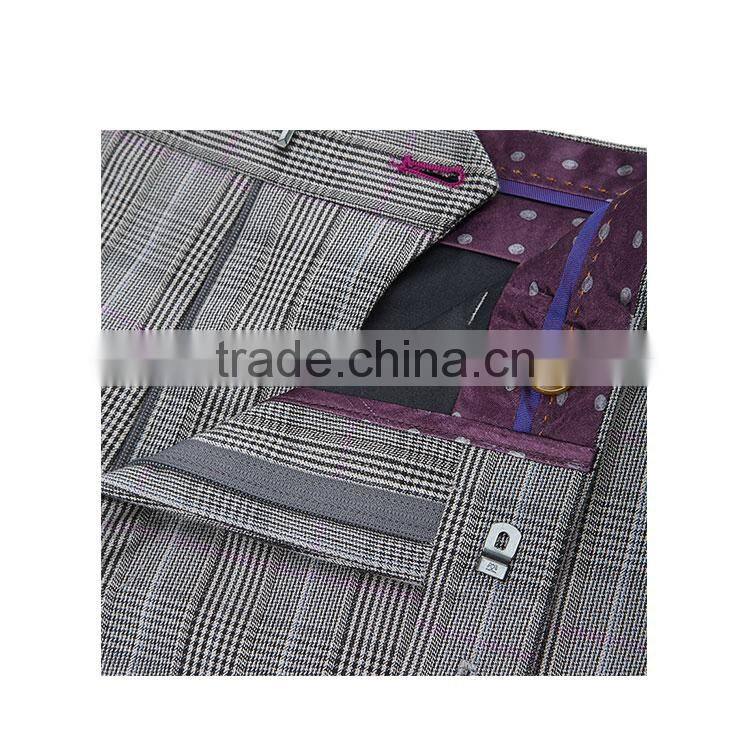 New Product Checked 2 Button Polyester Viscose Business Men'S Fashion Simple Suit Designs