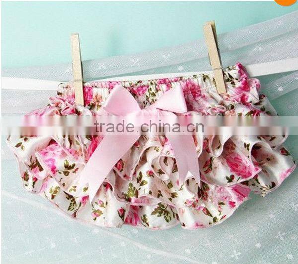 Cute baby cotton bloomer froal diaper cover with bowknot silk ribbon froal patterns to choose from us