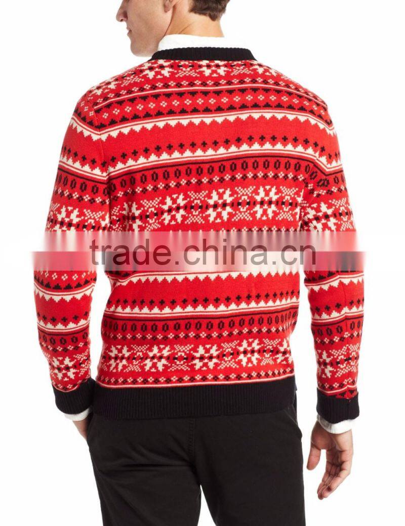 Men Red Sweater Two Robots Pattern Christmas Sweaters Ladies
