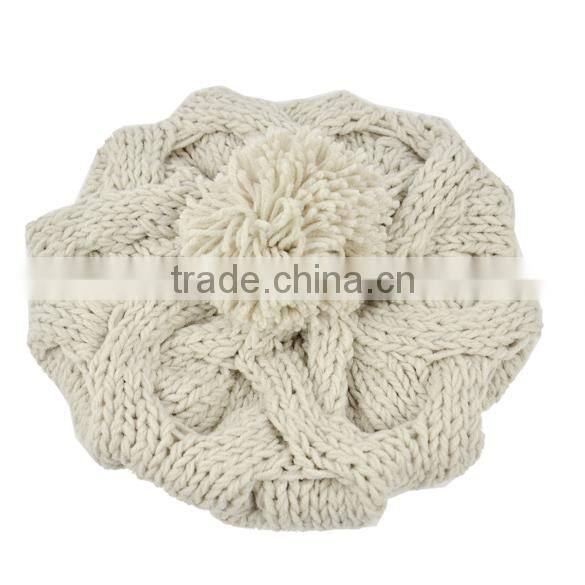 Women's Warm Knit Wool Beanie Pumpkin Ball Pumpkin Ladies Winter Wool Hat 9083