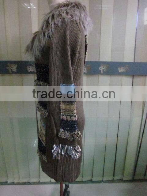 winter wool with fur neck sweater