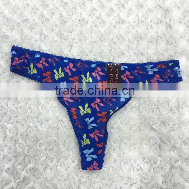 Fashion cute printing underwear panty sexy ladies g-string thong