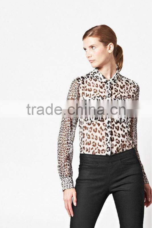 Leopard Print Design Chiffon Shirt/Blouse