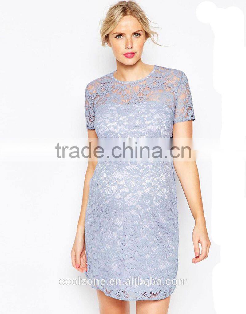 Contrast Waistband Bodycon Fit Lightweight lace Preganat Women Dresses