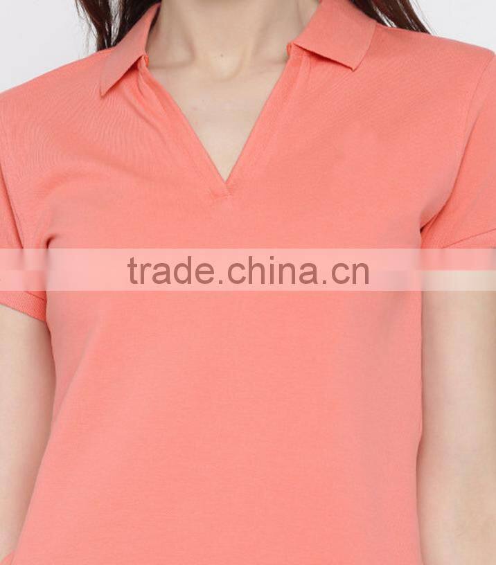 Women short sleeve polo t-shirt solid polo collar shirt wholesale china