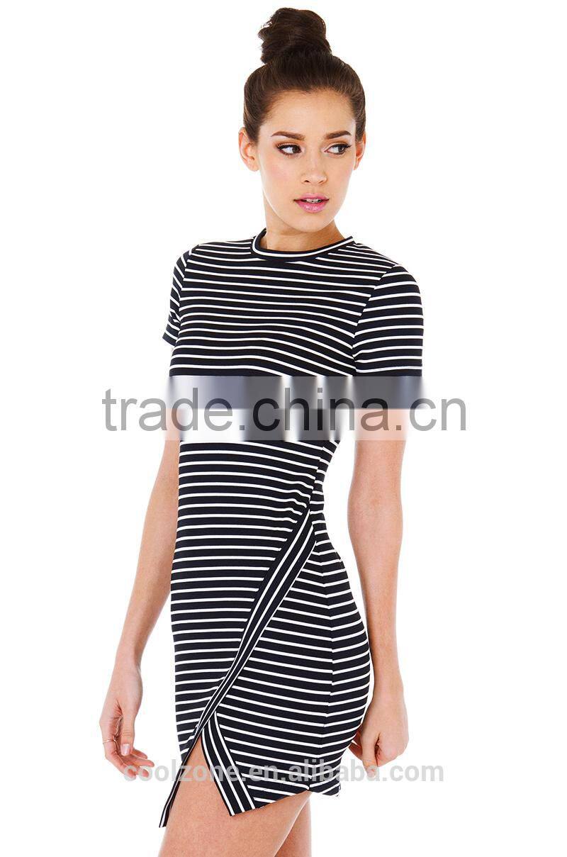 Slim fit wrap stripe cap sleeve sexy galleries girls mini skirt mini dress