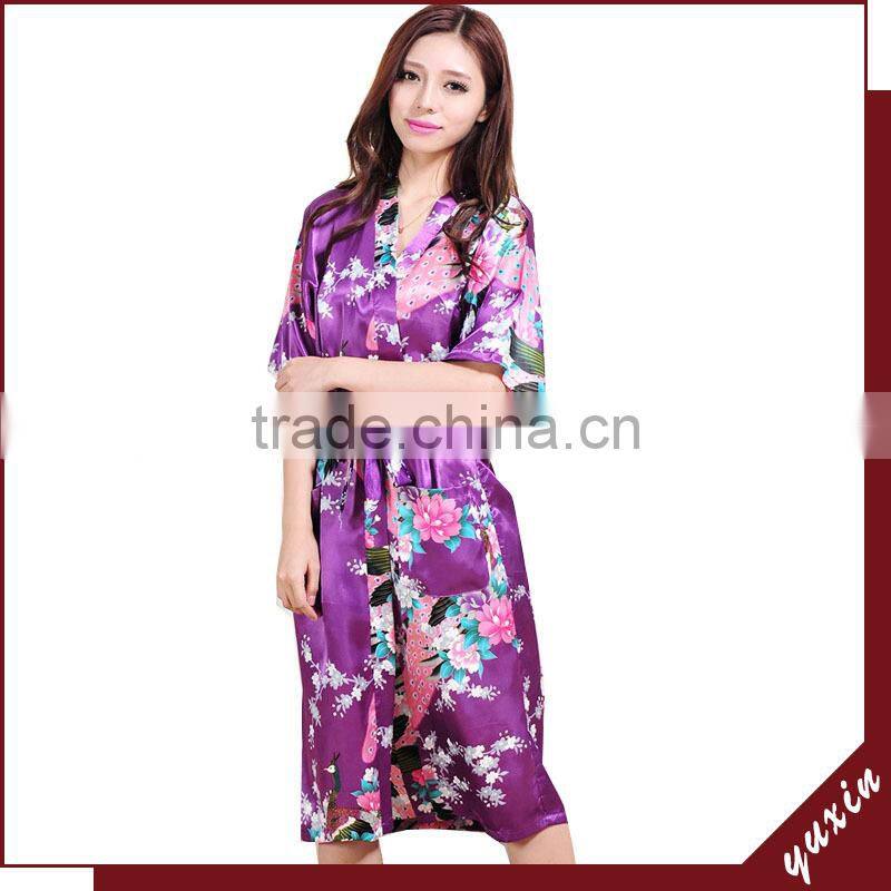 satin robe bath robe Custom made women robe Long Nightgown 0609013