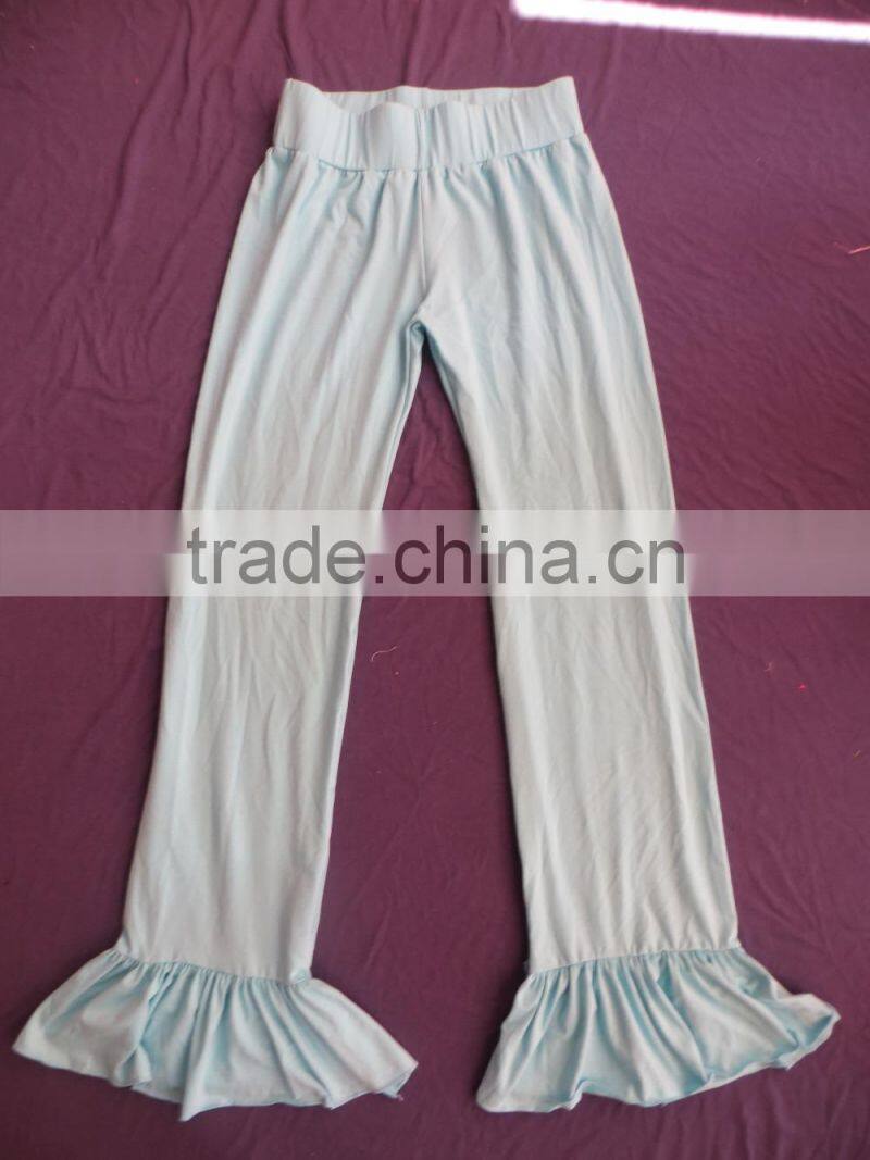 Plus women solid pants olive red orange ruffle flared wide pants palazzo long for women YW-00102