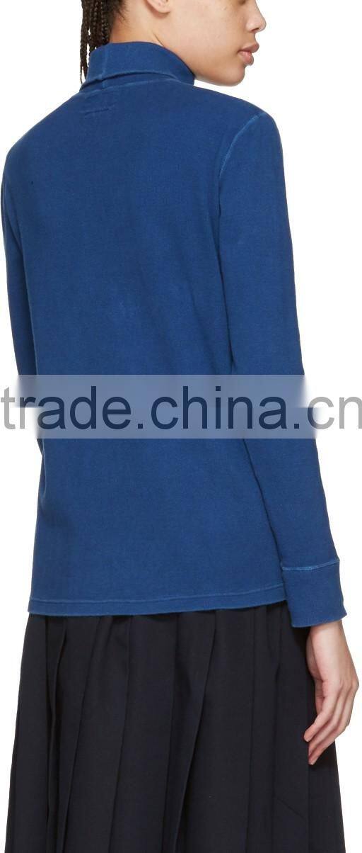 Custom Made Rib Knit Stretch Cotton Polyester Blended Turtleneck Pullover