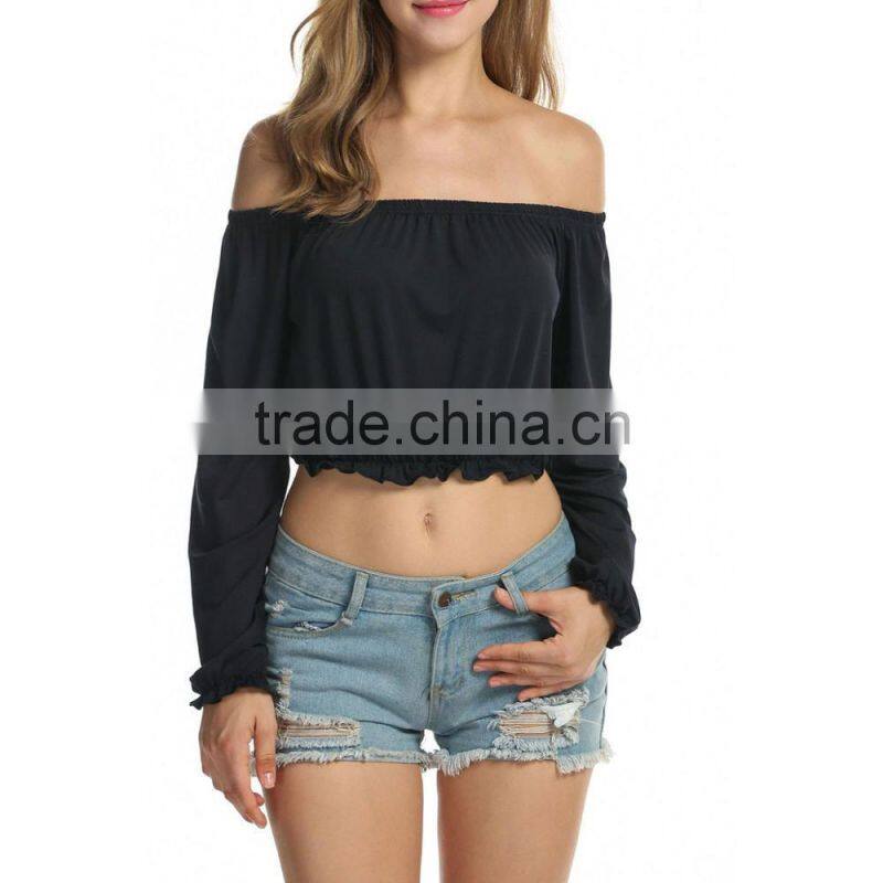 Women Blouse Off-Shoulder 2017 Fashion Casual Blouse & Top For Wholesale