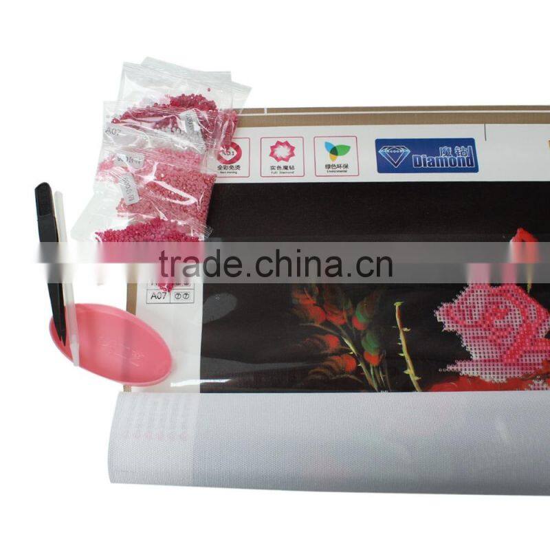 Pink Flower Pattern Embroidery Diamond &Rhinestone Painting DIY Kit Cross Stitch For Living Room 50cmx12cm