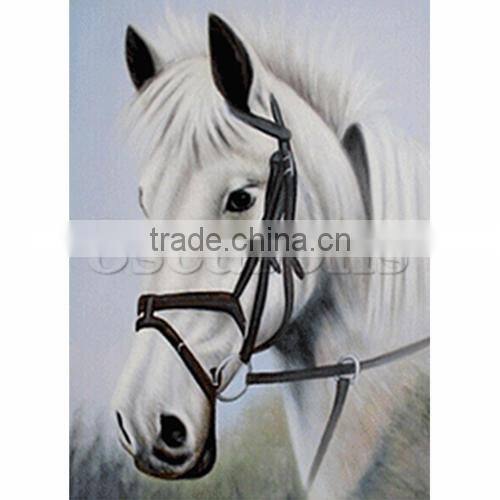 Cotton Embroidery DIY Kit Diamond Painting Rhinestone White Horse Pattern 32cm x 25cm