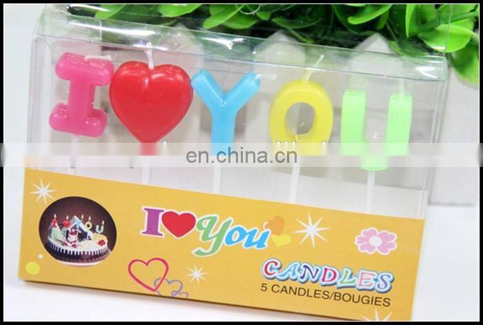 "I Love YOU" letters shaped stick candles for valentine' day decoration