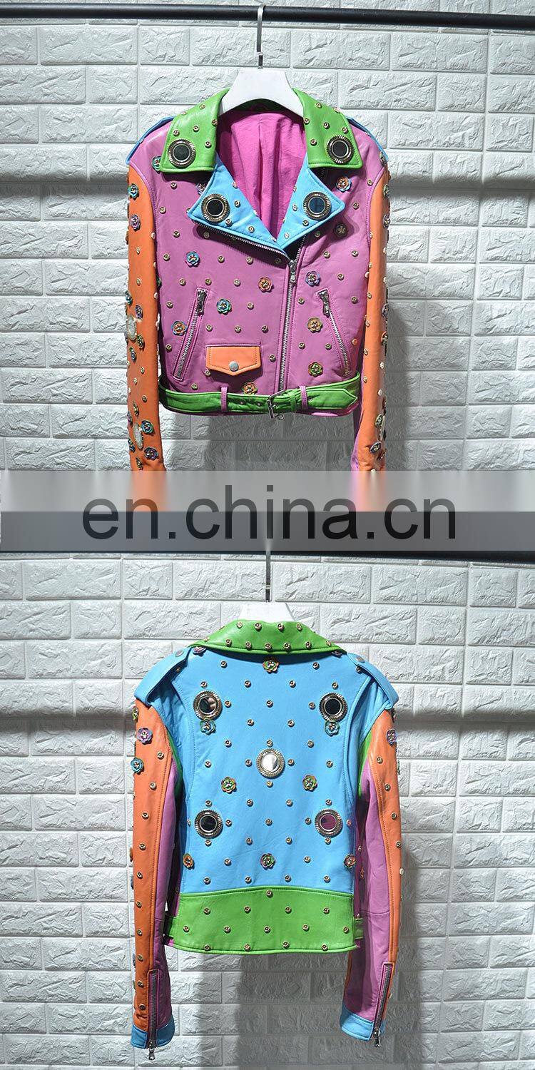 Soft Genuine Lambskin Leather Short Jacket Italian Leather Jacket Women