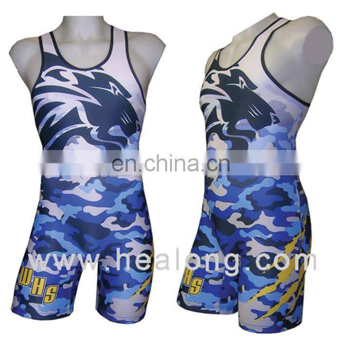 Healong Dye-Sublimation Printing 2014 Wrestling Jersey No Name