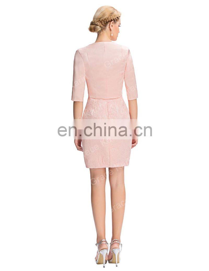Grace Karin 2016 Formal Occasion Elegant Half Sleeve Lace Mother Of The Bride Dress +Free Jacket GK000055-1