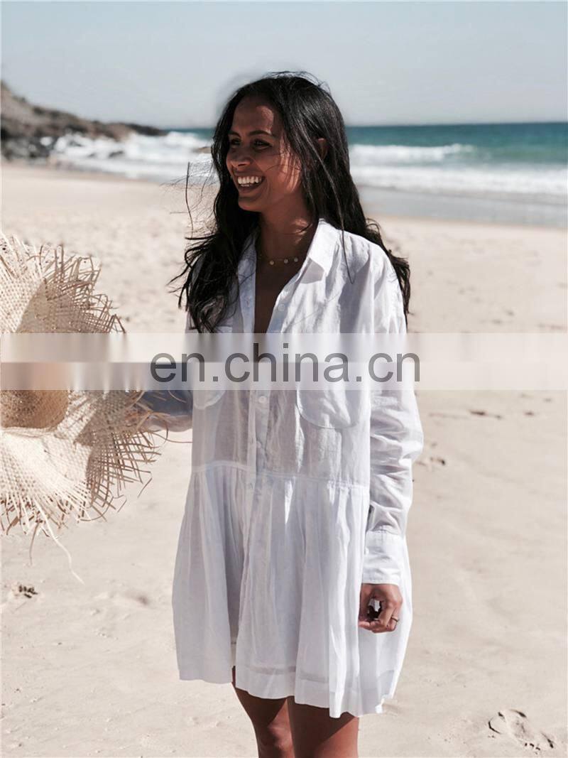 2019 Cotton Beach Cover up Dresses Swim cover up White Bathing suit Cover ups Beach Kaftan Praia Beach Sarong Tunic