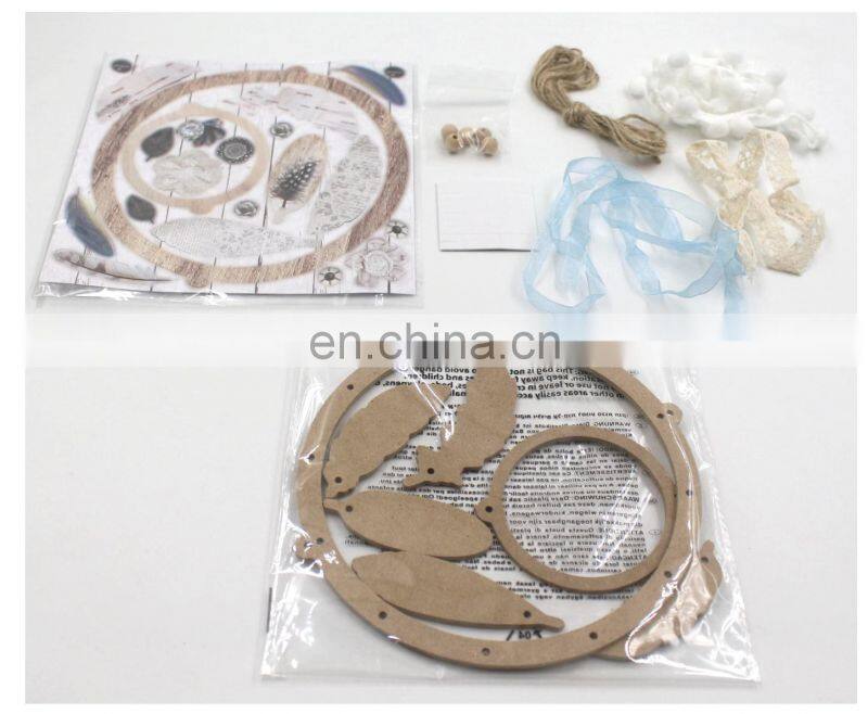 Customization Warm Wall Hanging Home Decor DIY Craft Supplies hand knitting toy Handmade  Dream Catcher with Feathers