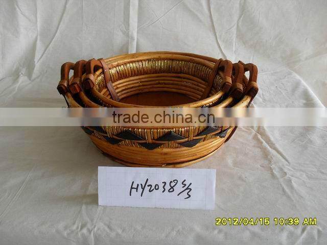 2016Round bamboo Gift Basket Tray.