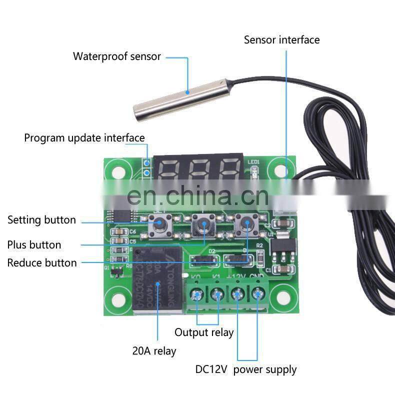 W1209 DC 12V heat cool temp thermostat temperature control switch temperature controller thermometer thermo controller