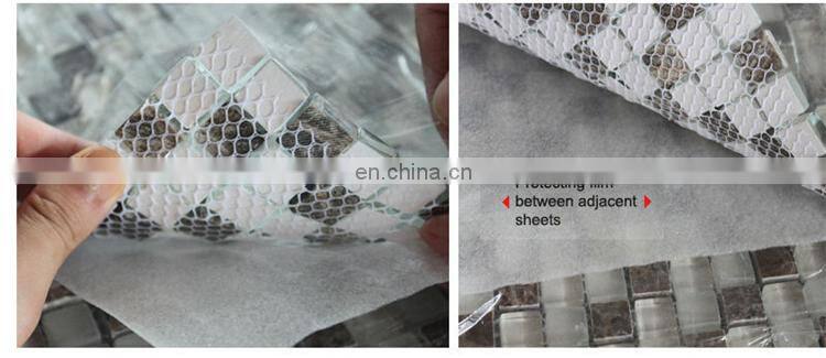 sky blue with golden line design swimming pool glass mosaic for bathroom