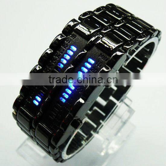 2013 red led watch iron samurai watch