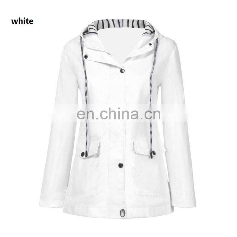 Manufacturer customized brand printing/embroidered women's mid-length loose large size windproof raincoat jacket crop top