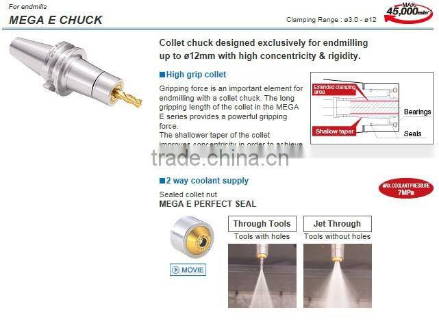 Wide variety of collets and chuck bodies to cover all high speed ultra precision machining applications by BIG DAISHOWA SEIKI