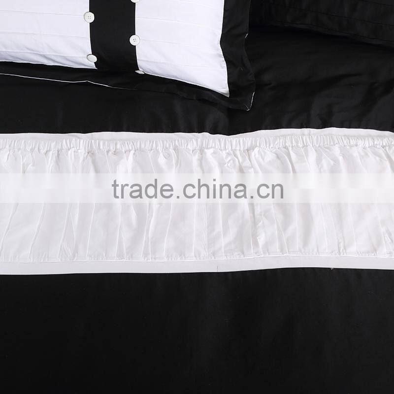 Black and white 100% cotton luxury embroidered hotel bedding set professional commercial bed linen