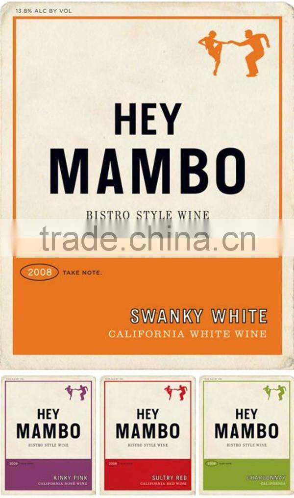 Glossy wine labels stickers printing paper PP PE PVC label tag