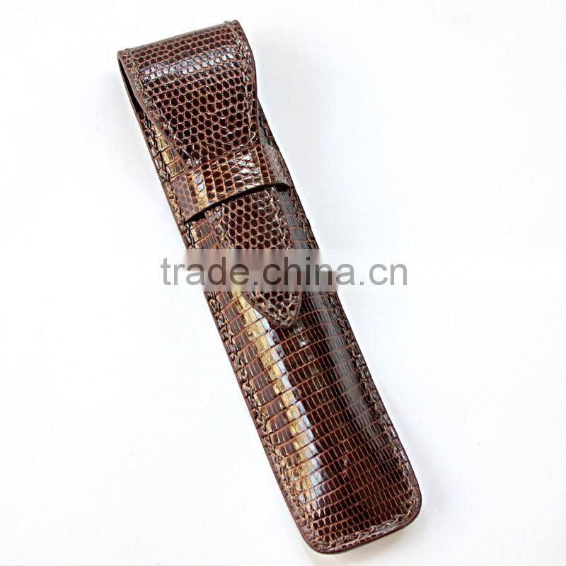 luxury animal leather pen case handmade, business python pen holder for christmas gift