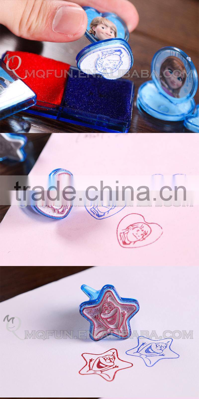 Mini Qute new Europe and America Hot Selling 4 in 1 cartoon Frozen doll princess anna & elsa olaf Stamp kids educational toys