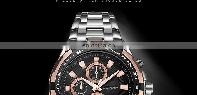 Sinobi Cool Chronograph Watch For Man Full Steel Band Wristwatch China Supplier Original Designer Reloj S9720G
